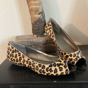 Leopard Print Peep Toe Flats